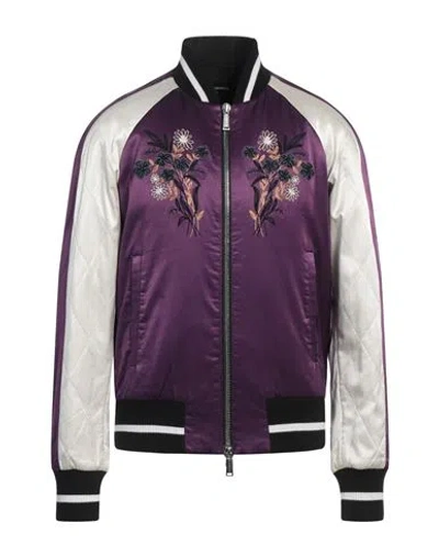 Dsquared2 Man Jacket Purple Size 38 Cotton, Viscose, Elastane
