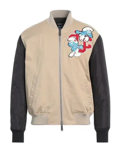 Dsquared2 Man Jacket Sand Size 40 Cotton, Elastane, Polyamide, Polyester In Beige