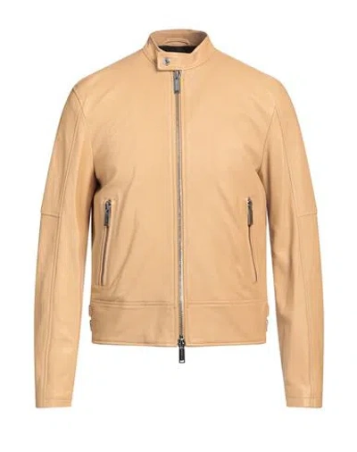 Dsquared2 Man Jacket Sand Size 38 Ovine Leather