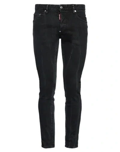Dsquared2 Man Jeans Black Size 26 Cotton, Elastane, Cow Leather