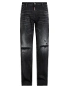 Dsquared2 Man Jeans Black Size 36 Cotton, Calfskin In Gray