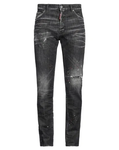 DSQUARED2 DSQUARED2 MAN JEANS BLACK SIZE 36 COTTON, ELASTANE, CALFSKIN