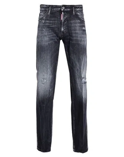 Dsquared2 Man Jeans Black Size 36 Cotton In Gray