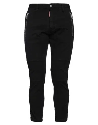 Dsquared2 Man Jeans Black Size 34 Cotton, Elastane, Calfskin