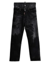 Dsquared2 Man Jeans Black Size 36 Cotton, Elastane, Cow Leather In Black