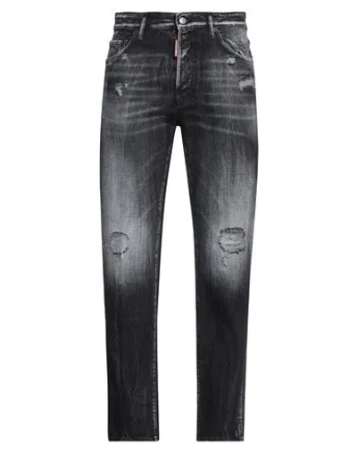 Dsquared2 Man Jeans Black Size 40 Cotton, Calfskin
