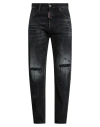 Dsquared2 Man Jeans Black Size 40 Cotton, Calfskin In Black