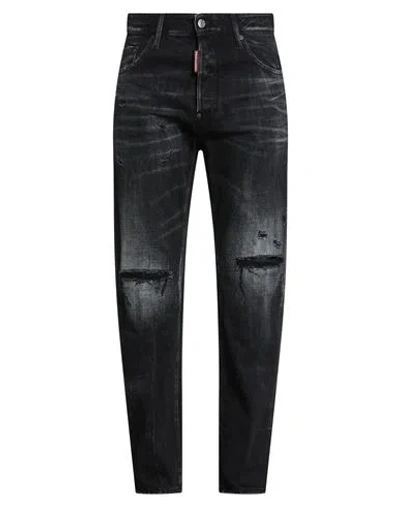 Dsquared2 Man Jeans Black Size 40 Cotton, Calfskin