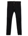 Dsquared2 Man Jeans Black Size 40 Cotton, Elastane, Cow Leather In Black
