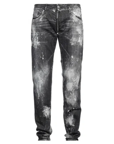 Dsquared2 Man Jeans Black Size 40 Cotton, Elastane, Cow Leather