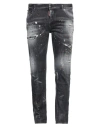 DSQUARED2 DSQUARED2 MAN JEANS BLACK SIZE 36 COTTON, ELASTOMULTIESTER, ELASTANE, BOVINE LEATHER