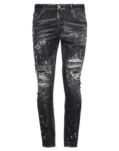 Dsquared2 Man Jeans Black Size 30 Cotton, Elastomultiester, Elastane, Calfskin