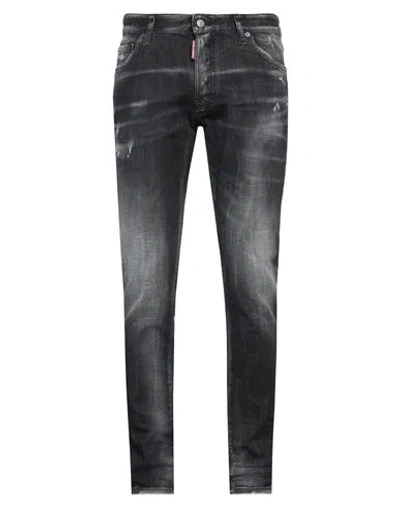 DSQUARED2 DSQUARED2 MAN JEANS BLACK SIZE 34 COTTON, ELASTOMULTIESTER, ELASTANE, COW LEATHER