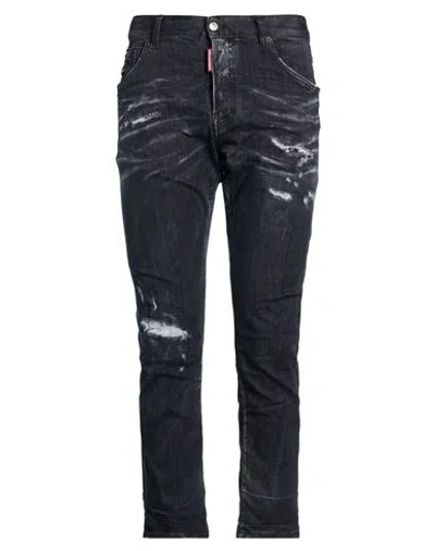 Dsquared2 Man Jeans Black Size 42 Cotton, Elastomultiester, Elastane, Cow Leather