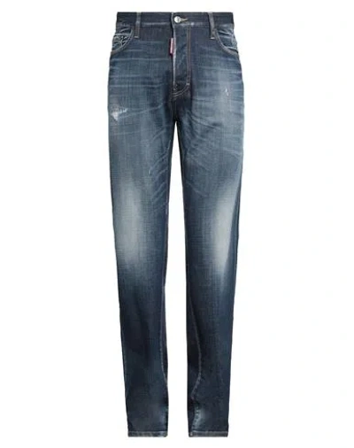 DSQUARED2 DSQUARED2 MAN JEANS BLUE SIZE 30 COTTON, ELASTANE, CALFSKIN