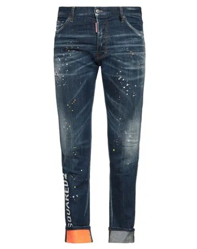 Dsquared2 Man Jeans Blue Size 30 Cotton, Elastane, Calfskin