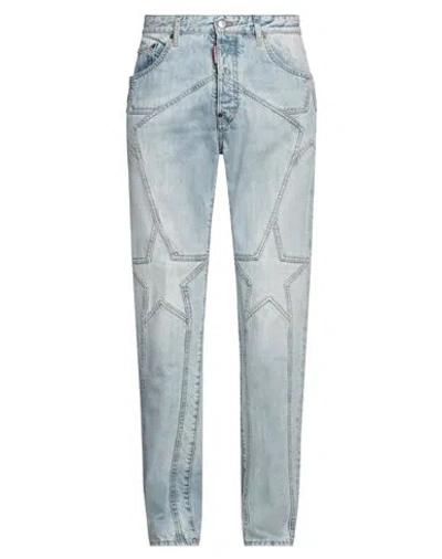 Dsquared2 Man Jeans Blue Size 34 Cotton, Calfskin