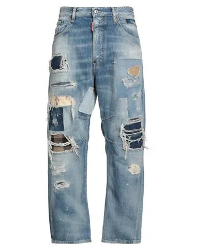 Dsquared2 Man Jeans Blue Size 32 Cotton, Calfskin