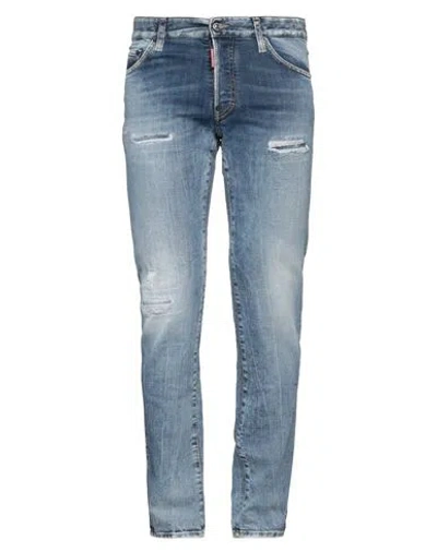 Dsquared2 Man Jeans Blue Size 34 Cotton, Elastane, Calfskin