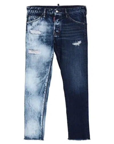 Dsquared2 Man Jeans Blue Size 34 Cotton, Calfskin