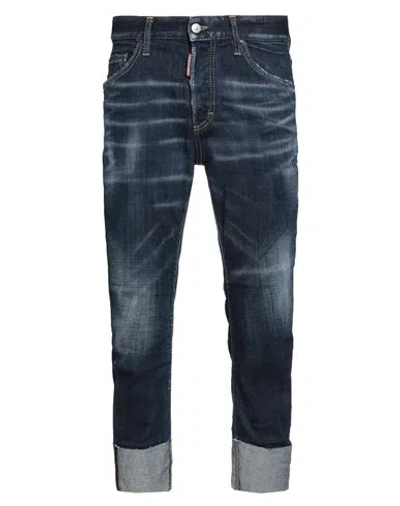 Dsquared2 Man Jeans Blue Size 34 Cotton, Elastane, Cow Leather