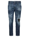 Dsquared2 Man Jeans Blue Size 34 Cotton, Polyester, Elastane, Cow Leather In Blue