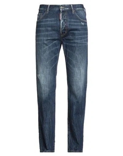 Dsquared2 Man Jeans Blue Size 36 Cotton, Calfskin