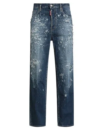 Dsquared2 Man Jeans Blue Size 36 Cotton, Elastane, Calfskin