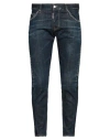 Dsquared2 Man Jeans Blue Size 36 Cotton, Elastane, Calfskin, Brass In Blue