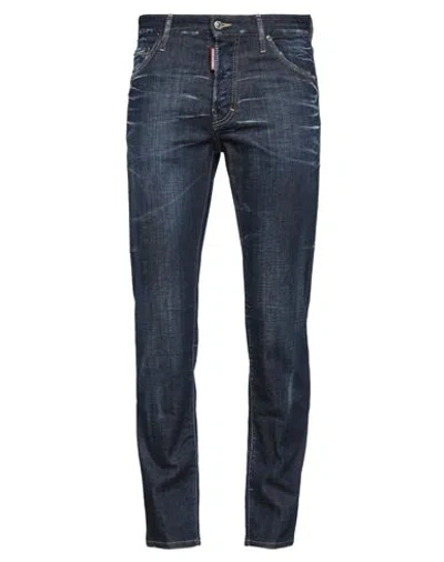 Dsquared2 Man Jeans Blue Size 40 Cotton, Elastane, Leather