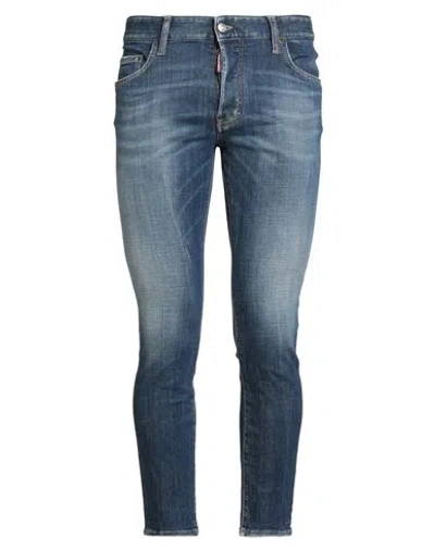 Dsquared2 Man Jeans Blue Size 36 Cotton, Polyester, Elastane, Calfskin