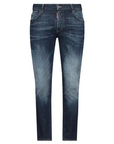 Dsquared2 Man Jeans Blue Size 36 Cotton, Polyester, Elastane, Cow Leather