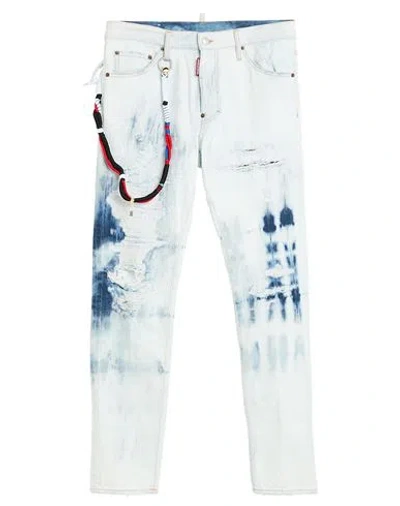Dsquared2 Man Jeans Blue Size 38 Cotton, Calfskin