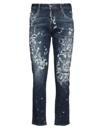 Dsquared2 Man Jeans Blue Size 38 Cotton, Elastane, Calfskin