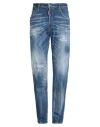 Dsquared2 Man Jeans Blue Size 38 Cotton, Elastane, Cow Leather In Blue