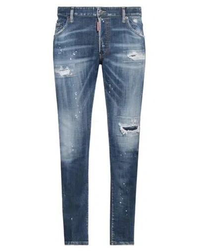 Dsquared2 Man Jeans Blue Size 30 Cotton, Polyester, Elastane, Cow Leather