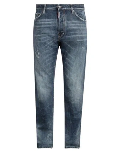 Dsquared2 Man Jeans Blue Size 40 Cotton, Cow Leather