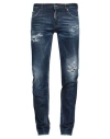 Dsquared2 Blue Slim Jeans With Rips And Bleach Effect In Cotton Blend Denim Man In Blue