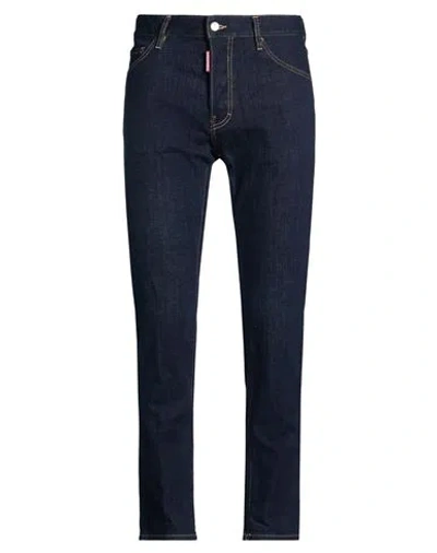 Dsquared2 Man Jeans Blue Size 40 Cotton, Elastane, Cow Leather