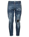 Dsquared2 Man Jeans Blue Size 34 Cotton, Polyester, Elastane, Cow Leather In Blue