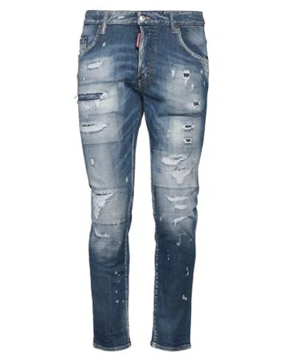 DSQUARED2 DSQUARED2 MAN JEANS BLUE SIZE 38 COTTON, POLYESTER, ELASTANE