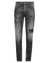 Dsquared2 Man Jeans Charcoal Size 32 Cotton, Elastane, Calfskin In Grey