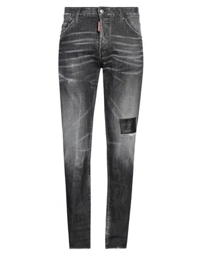Dsquared2 Man Jeans Charcoal Size 32 Cotton, Elastane, Calfskin In Grey