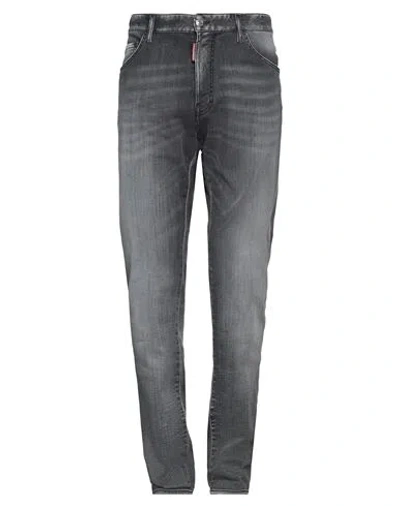 Dsquared2 Man Jeans Grey Size 38 Cotton, Elastomultiester, Elastane, Cow Leather