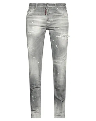DSQUARED2 DSQUARED2 MAN JEANS GREY SIZE 38 COTTON, ELASTANE