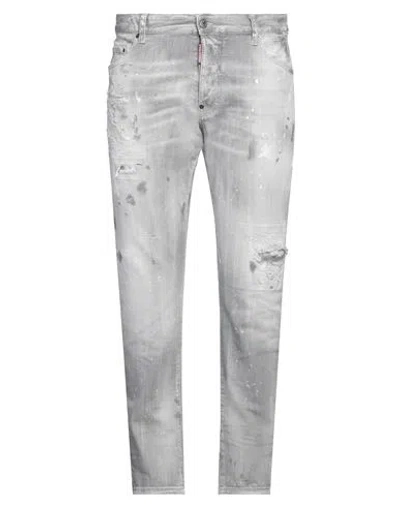 Dsquared2 Man Jeans Light Grey Size 40 Cotton, Elastane