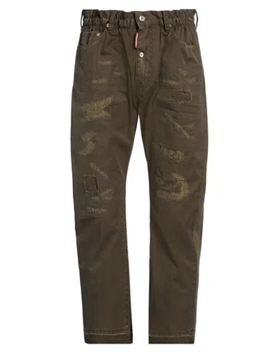 Dsquared2 Man Jeans Military Green Size 38 Cotton In Gray