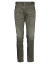 Dsquared2 Man Jeans Military Green Size 38 Cotton, Elastane, Calfskin
