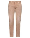 Dsquared2 Man Jeans Sand Size 34 Cotton, Elastane, Calfskin In Beige