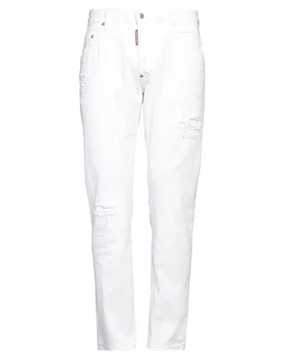 DSQUARED2 DSQUARED2 MAN JEANS WHITE SIZE 30 COTTON, ELASTANE